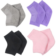 Nawilżające skarpetki żelowe na pięty, 4 pary, oddychające skarpetki do kostki na suche, popękane pięty, unisex