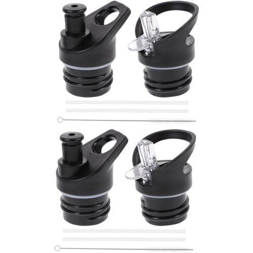 Universal Replacement Water Bottle Cap with Straw and Flip Lid