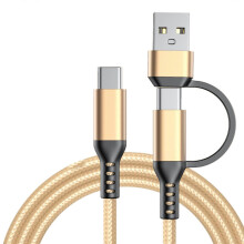 (gold) Portable USB/Type C Male to Type C Male Connectors Cord Connection Cable Support 60W Charging for Data & Power  White