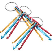 4Pcs Aluminum Crochet Hooks Set Portable Keychain Large Knitting Needles Yarn Braiding Accessory