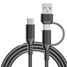 (Black) Portable USB/Type C Male to Type C Male Connectors Cord Connection Cable Support 60W Charging for Data & Power  White