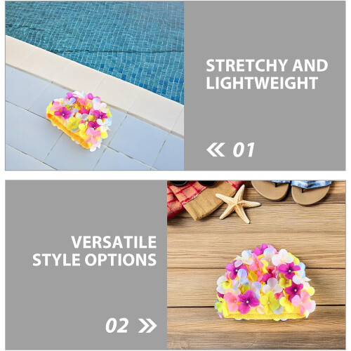 3 stk. blomsterdekk til dame – store badehetter i stoff 2