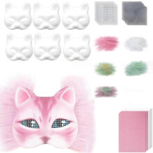 (DIY suit E gradient) Foxes Cats Mask with Eye Mesh Fun Therians Mask Kit Therians Starter Set with All the Stuff for Halloween Masquerade