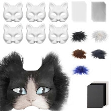 (DIY suit M) Foxes Cats Mask with Eye Mesh Fun Therians Mask Kit Therians Starter Set with All the Stuff for Halloween Masquerade