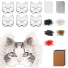 (DIY suit N) Foxes Cats Mask with Eye Mesh Fun Therians Mask Kit Therians Starter Set with All the Stuff for Halloween Masquerade