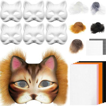 (DIY suit J) Foxes Cats Mask with Eye Mesh Fun Therians Mask Kit Therians Starter Set with All the Stuff for Halloween Masquerade
