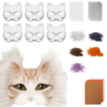 (DIY suit L) Foxes Cats Mask with Eye Mesh Fun Therians Mask Kit Therians Starter Set with All the Stuff for Halloween Masquerade