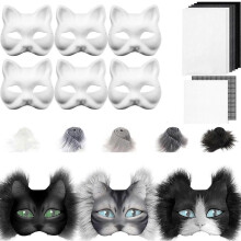 (DIY suit K) Foxes Cats Mask with Eye Mesh Fun Therians Mask Kit Therians Starter Set with All the Stuff for Halloween Masquerade