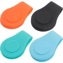 clip in silicone per cappelli da golf con piccoli segnapalline magnetici nei colori verde, nero, arancione e blu