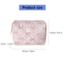 (black bow) Bowknot Print Makeup Storage Bag Polyester Toiletry Organizer Travel Handbag for Organizing Cosmetics and Skincare