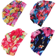 4er-Pack farbenfrohe, bedruckte Badekappen aus Nylon, elastische Badekappen für den Pool, stylisch