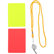 4 conjuntos de equipamiento de árbitro de fútbol con tarjetas rojas y amarillas y silbato de entrenamiento.