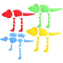 4er-Set Dinosaurier-Sandformen für Strand, Skelette, Mini-Dinosaurier-Modelle, Sandformen aus Kunststoff