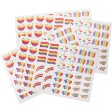 4 Bögen Regenbogen-Gesichtsaufkleber, Pride-Aufkleber, selbstklebend für Party-Bastelprojekte