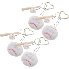 4er-Set Baseball-Taschenanhänger-Schlüsselanhänger mit Herzclip