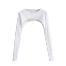 (L, White) Women's Super Cropped Sweater Boleros Shrugs Casual Long Sleeve Ribbed Pullover Tops Crew Neck Crop Tops Gifts  White S