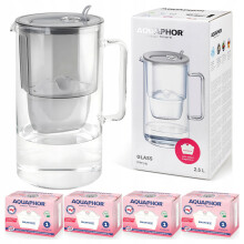 Aquaphor Glass Grå Glasfilterkande + 4 Maxfor Mg Magnesiumfiltre