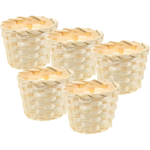 5pcs Synthetic Material Storage Baskets with Simple Design for Home and Picnic Use