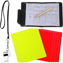 Referee Kit with 5 Red and 5 Yellow Soccer Cards, Stainless Steel Whistle