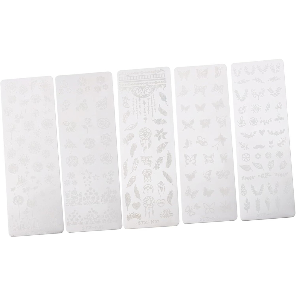 Hkhbjs 5Pcs Nail Art Template Stencils Nail Stampers Stencils For Stamps Kit For Plates Use Template For Floral Designs
