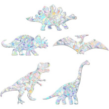 5 stuks regenboogprisma dinosaurusstickers, creatieve brekingsstickers van PVC-materiaal, gemakkelijk aan te brengen, uniek en verfijnd ontwerp.
