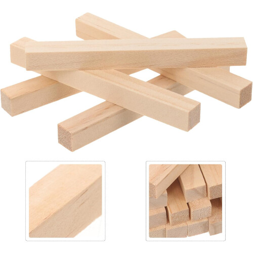 30pcs Wood Dowel Rods for Crafts DIY Model Making Rectangular Wooden Sticks 2