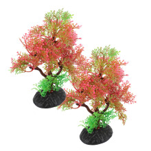 2St Aquariumdecoratie Met Plastic Kunstplanten in Diverse Kleuren