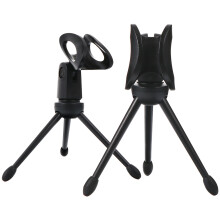 2St Inklapbare Microfoonhouder Tripod Zwart Voor Podcast En Opname