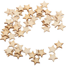 50 kleine, natuurlijke houten sterretjes van 1 cm, knutselvormpjes voor bruiloften en feesten, onbewerkt hout.