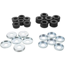 Kit de almohadillas amortiguadoras para patines con amortiguadores de vibración de plástico y bujes para ejes con orificios.