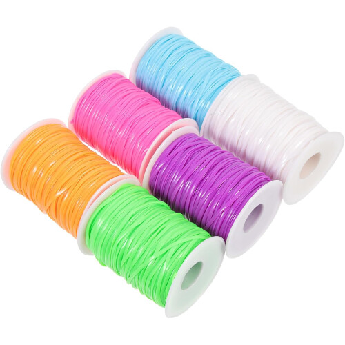6rolls DIY Craft Lanyard String Woven Webbing for Packaging Hand-Made Wrapping Long Weaving Lanyard