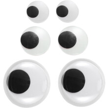 Lot de 6 yeux mobiles autocollants de tailles assorties (7,5 mm, 10 mm, 15,4 mm)