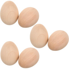 6 huevos de madera para pintar, huevos falsos, madera sin acabado, forma de huevo, lisos, en blanco, decorativos.