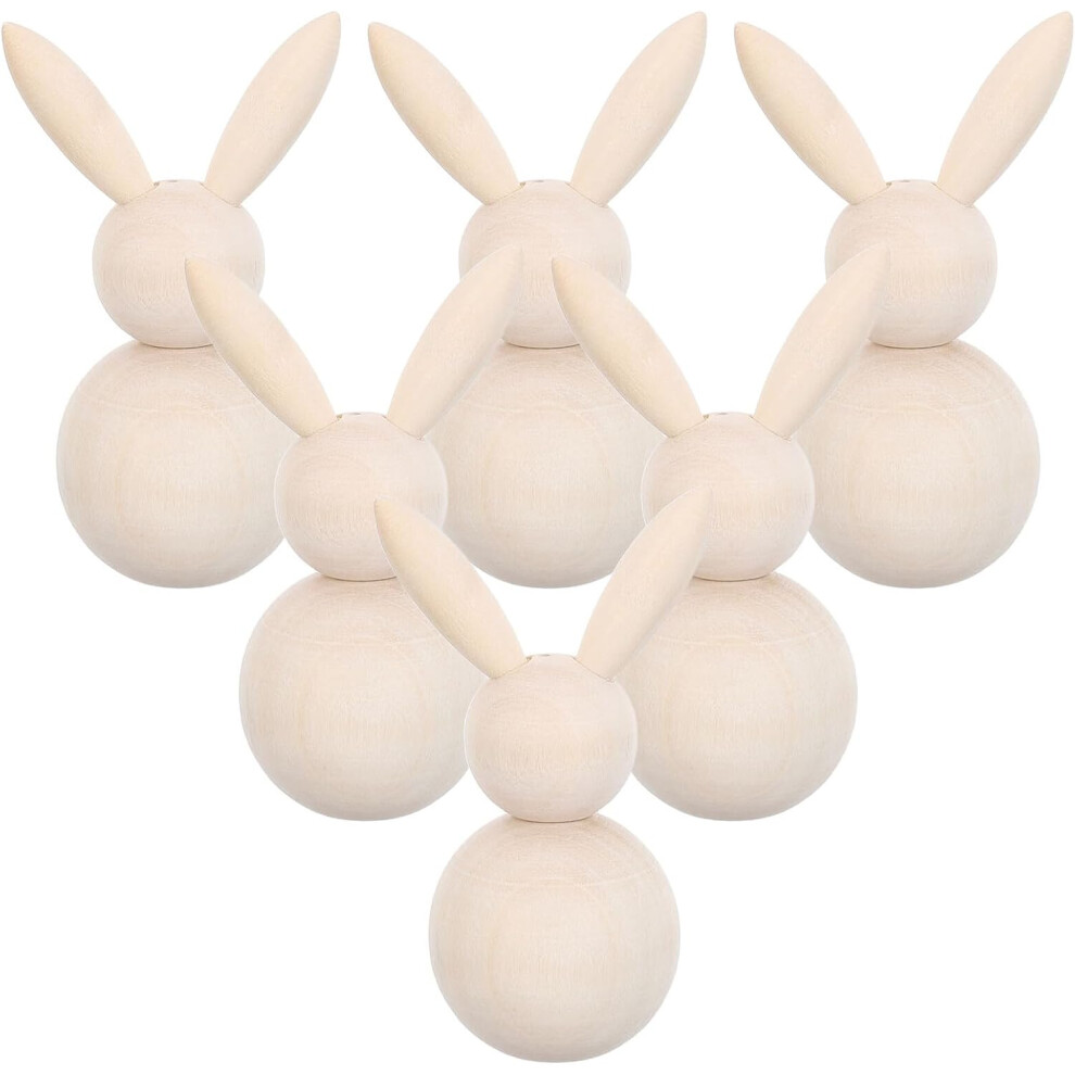 6pcs Unfinished Wood Rabbit Kit Easter DIY Craft Project Blank Wooden Bunny Figure-image-OPC-PWM8G9X-NEW