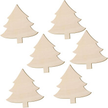 6 recortes de madera para árbol de Navidad, decoración DIY para fiestas, etiquetas de madera en blanco para la decoración del árbol de Navidad.