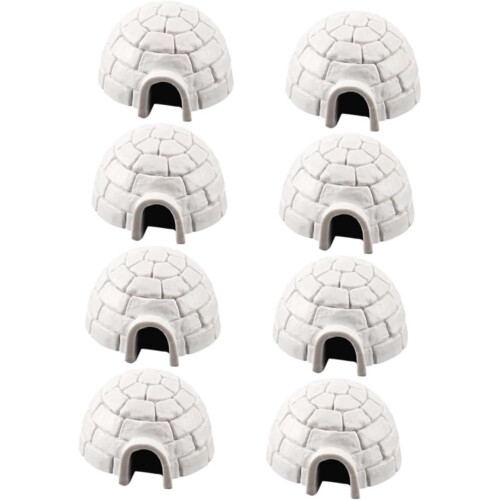 8pcs Plastic Igloo Model Ice House Decorations Cartoon Igloo Simulated Figures