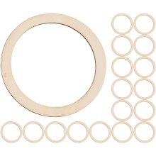 50 anillos de madera sin acabado para manualidades, círculos redondos de madera hechos de material sintético.