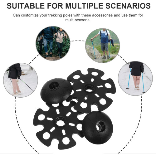 8Pcs Hiking Pole Accessories Set Trekking Pole Rubber Tips Snow Mud Baskets Walking 2