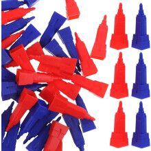 Ersatz-Schachfiguren für Erwachsene, Set mit 40 roten und blauen Gebäudemarkern für Brettspiele aus Kunststoff
