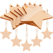 50 piezas de recortes de estrellas de madera para manualidades, cuerda de yute, rodajas de madera con pentagramas sin terminar para manualidades.
