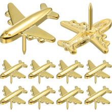 24 goldene Flugzeug-Reißzwecken für Pinnwände und Korktafeln, kleine Metall-Reißzwecken