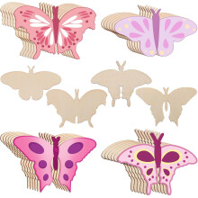 24 pièces de papillons en bois à peindre, rondelles de bois vierges en forme de papillon à peindre soi-même, copeaux de bois bruts