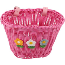 Panier avant tissé pour vélo femme, 25 x 18 x 16,3 cm, motif floral rose