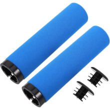 2pcs Blue Sponge Handlebar Grips with Aluminum Alloy Lock for Mountain Bikes