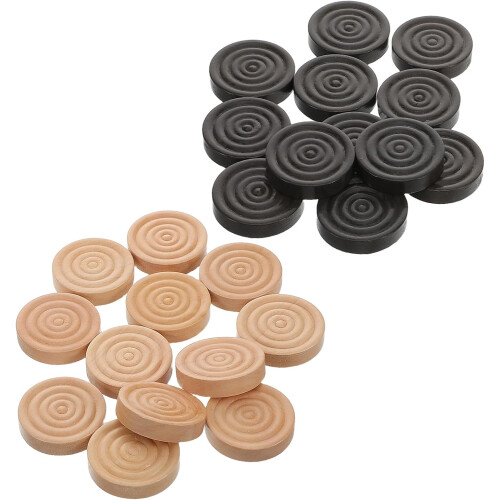 Set di 24 pezzi di scacchi rotondi in legno filettati da 2,5 cm per dama e backgammon.