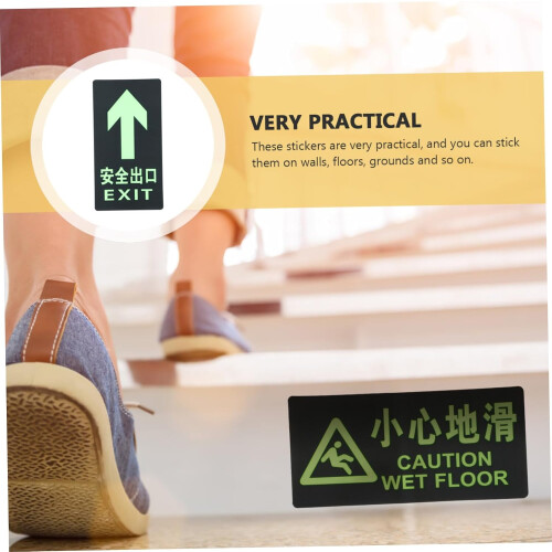 6pcs Fire Protection Direction Sticker Arrow Sticker Indicator Floor for Emergency Exit Guidance in Office Home 1