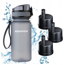 AQUAPHOR CITY Filterflaske 350 ml Grå Sæt med 3 Patroner