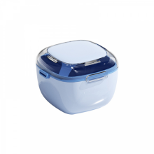 Hygienic Denture Cleaning Organizers With Stackable Drying Compartments Portable for Daily Use Traveler Storage Deep Blue