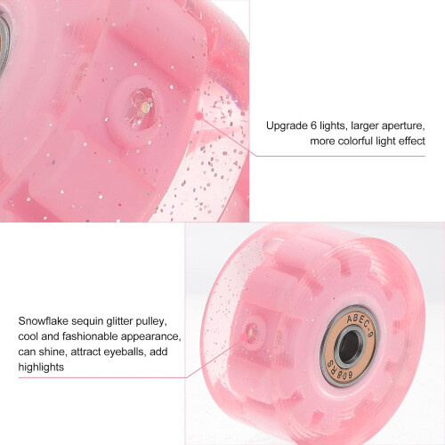 8pcs Double Row Roller Skate Wheels with LED Lights and Bearings 1