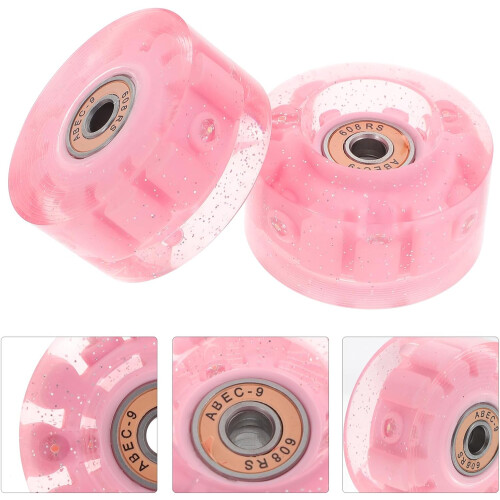 8pcs Double Row Roller Skate Wheels with LED Lights and Bearings 2